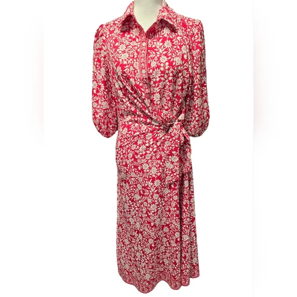Max Studio | Dresses | Max Studio London Red And White Floral Botanical Long  Sleeved Maxi Dress | Poshmark